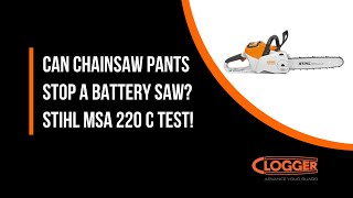 See Cloggers Zero chainsaw pants tested with Stihls MSA 220 C batterypowered chainsaw [upl. by Nogem259]