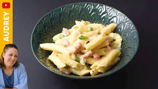 Penne aux petits pois lardons et gorgonzola  Lidl Cuisine [upl. by Ellehcit]