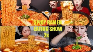 Asmr  Eating Spicy Ramen NoodlesKimchi Tofu  Sausage  EATING COMPILATION SHOW  Mukbang [upl. by Siddra416]