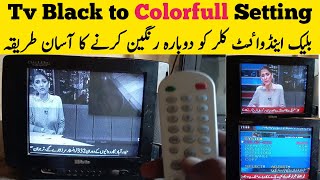 Tv Color Setting Black to Color full  Crt tv Black and White Color Problem [upl. by Ybrad627]