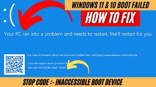 Windows 10 amp 11 Boot Failed  Your PC Ran Into a Problem and Needs To Restart Well Restart For You [upl. by Aday]