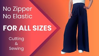 Zipperless and Elastic Free Pants Cutting and Sewing For All Sizes [upl. by Ledda]