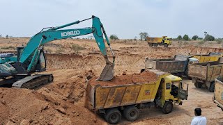 kobelco HD 380 excavator digging and loading Bharat benz truck [upl. by Lundell960]