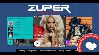 Zuper  Shoutcast and Icecast Radio Player With History  Addon For for WPBakery Page Builder [upl. by Eytteb]