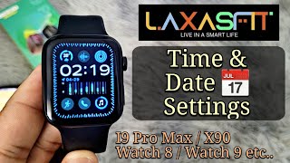 Laxasfit ⌚️ Time amp Date Settings  How To Set Time I9 Pro Max  Smart Watch 8 9 Ultra Laxasfit [upl. by Selij]