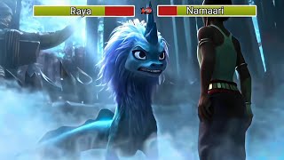 Raya And The Last Dragon 2021 Battle With Namaari Using Health Bars [upl. by Athallia]