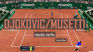 Djokovic vs Musetti Monte Carlo 2024 highlights Tennis Elbow 2013 10j [upl. by Nell]