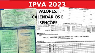 IPVA 2023  VALORES CALENDÁRIO DE PAGAMENTOS E ISENÇÕES [upl. by Vanna]