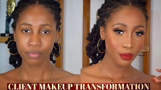 SULTRY GOLD SMOKEY EYE  BOLD RED LIP  CLIENT MAKEUP TUTORIAL [upl. by Edgerton]