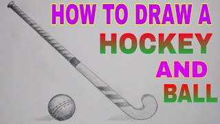 Hockey stick and Ball drawing हॉकीकाचित्र बनाने का आसान तरीका howtodraw hockey stick art [upl. by Nikolia]