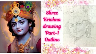 Shree Krishna drawing  Part1  Outline drawing  Stepbystep  Divyatas Arts amp Crafts [upl. by Ayekin229]