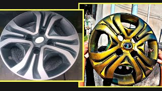 How to paint a car wheel cover at home  Tata Tiago wheel cover modified [upl. by Ahsirtap]