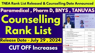 ❤️‍🔥Rank List amp Counselling Schedule Date Released  TN Paramedical Rank List 2024  Tanuvas 2024 [upl. by Nylanna527]