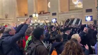 North Lanarkshire Schools Pipe bands at Grand Central Station New York [upl. by Ehlke484]