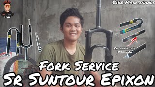 Fork service Sr Suntour Epixon  Sr Suntour Fork  DIY bike maintenance [upl. by Westbrook]