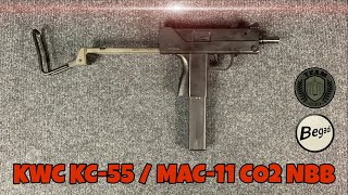 REVIEW KWC MOD11MAC11 CO₂ NBB SMG 6mm KWC KC55 Airsoft Test deutschgerman [upl. by Neerhtak]