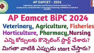 AP Eamcet Bipc stream all courses counselling dates 2024  AP Eamcet bipc counselling dates 2024 [upl. by Ahse]