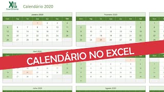 Como fazer Calendário no Excel 2020 Excel Calendário [upl. by Odrareg]