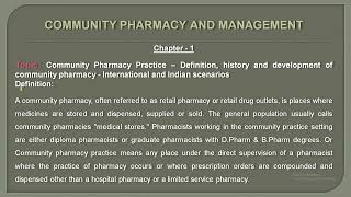 Community Pharmacy amp Management Chapter 1 DPharma [upl. by Abelard]