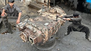 Restoration Mercedes Truck Transmission with Basic Tools  How to Rebuild Broken Transmission [upl. by Ninette180]