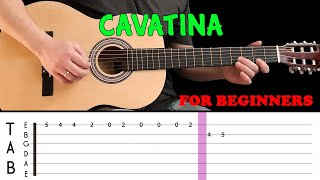 CAVATINA  Easy guitar melody lesson for beginners with tabs  The Shadows [upl. by Nemraciram891]