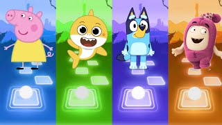 Peppa pig 🆚 Baby Shark 🆚 Bluey Bingo 🆚 Oddbods Newt Tiles Hop EDM Rush [upl. by Ellehcal870]