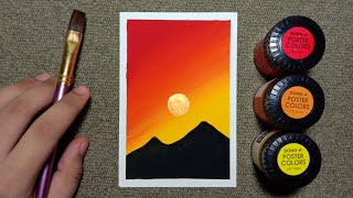 Easy Golden Sunset Poster Color Painting for Beginners  Stepbystep Tutorial [upl. by Ternan155]