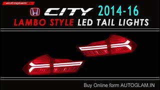 Honda City 20142016  Lambo Style  LED Taillights  RED Glass  AGHC336TL  Autoglam [upl. by Ettenel867]