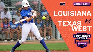 Game Highlights Texas West vs Louisiana  Little League Softball Southwest Region Tournament [upl. by Eeb]