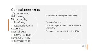 General anesthetics Chemistry SAR Mechanism of action Therapeutic applications and ADRs [upl. by Colis411]