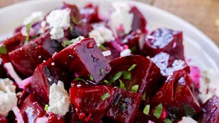 How To Make Greek Beet Salad  Roasted Beet Salad with Feta Olive Oil and Oregano [upl. by Yelich]