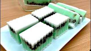 Pandan And Red Bean Coconut Milk Agaragar Jelly Cake Without Cornflour [upl. by Treblihp934]