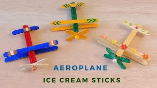 How to Make Ice Cream Stick AEROPLANE  Popsicle Stick Easy Crafts for Kids [upl. by Melantha829]