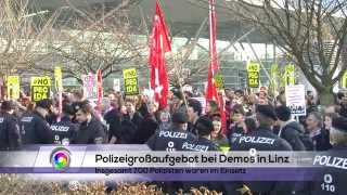 Polizeigroßaufgebot bei Demos in Linz [upl. by Rednazxela]