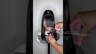 Watch how to cut wig bangs shorts [upl. by Adlar]