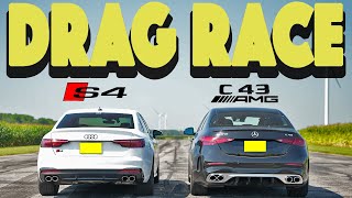 2023 Mercedes C43 AMG vs 2022 Audi S4 close call Drag and Roll Race [upl. by Issiah317]