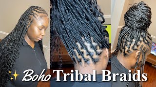 🔥 HOT BRAIDS  Boho Tribal Braids Tutorial  Hair Details [upl. by Lennard]