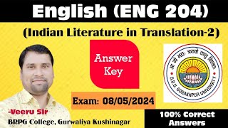 ENG204 l ENG204 Answer Key 2024 Indian literature in translation2 Solved Paper 2024 Eng204 [upl. by Tully]