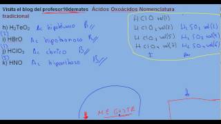 Formulación inorgánica 55 Ácidos Oxoácidos Nomenclatura tradicional truco perreril ejercicio b [upl. by Noelopan]