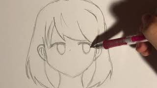 How to draw anime School girl  easy drawing tutorial [upl. by Airoled]