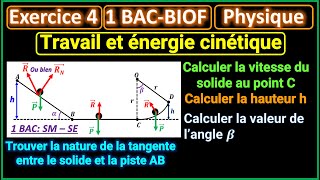 Exercice 4 Travail et énergie cinétique  solide se déplaçant sur un rail ABCD  1BAC [upl. by Biegel477]