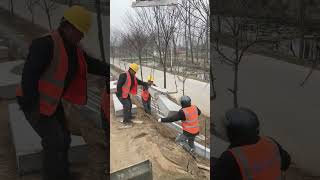 Hoisting process of precast road slope protection concrete baffle [upl. by Naeloj210]