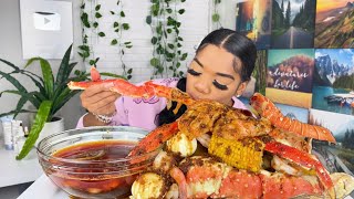 KING CRAB SEAFOOD BOIL MUKBANG  DESHELLED SEAFOOD BOIL  MY FIRST HURRICANE [upl. by Allegna727]