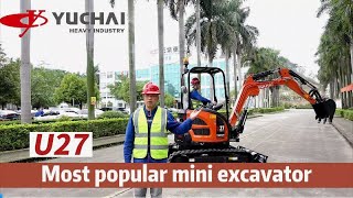 Yuchai U27 Zero Tail Mini Excavator Introduction Yanmar Engine [upl. by Yatnahs662]