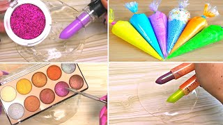 Slime Coloring with makeup Mixing Lipstick amp Eyeshadow into Slime Compilation Videos [upl. by Lorie]