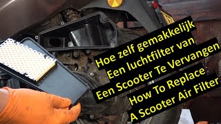 Hoe een scooter luchtfilter vervangen  How to replace a scooter air filter [upl. by Aldin655]