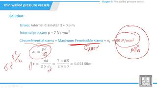 Tutorials Strength of Materials  53  Thin walled pressure vessels problem 3 [upl. by Ynaittirb]