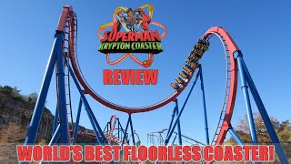 Superman Krypton Coaster Review Six Flags Fiesta Texas BampM Floorless  Worlds Best Floorless [upl. by Levey237]