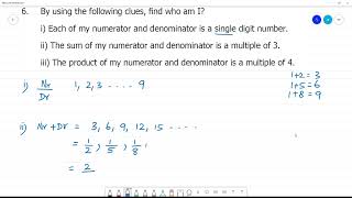 6 TN Maths Term III 1 FRACTIONS Exercises 12 6 By using the clues find who am I [upl. by Wilhide]