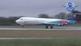 Super Rare Fokker 100  Slovak Government  OMBYC departing Dublin Airport [upl. by Curkell]